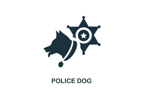 Police Dog Icon: A Bold Monochrome Design Asset
